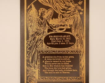 Antique Funeral Card - Dated 1905 - Black with Gold Print