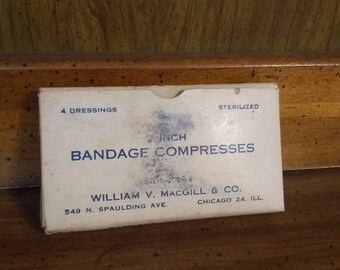 Two Inch Bandage Compress - Vintage First Aid - Partially Unused, Unopened