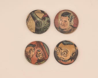 Magnets - 1" / One inch - Upcycled Epehemera - Made from used Vintage Comicbook Pages