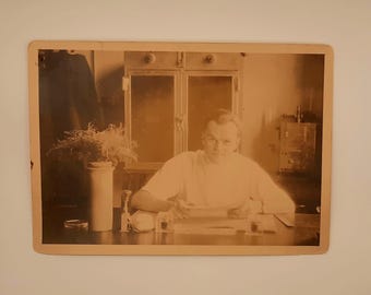 Large Vintage Photograph, Doctor at his Desk