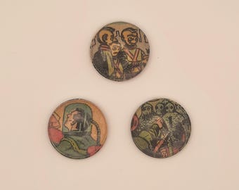 Magnets - 1" / One inch - Upcycled Epehemera - Made from used Vintage Comicbook Pages