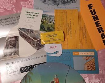 Vintage Funeral Home Advertising Curated Box - Vintage Ephemera - Creepy Christmas Gifts