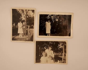 Vintage Black and White Snapshots - Unusual Looking Tall Women - Set of 3 photographs
