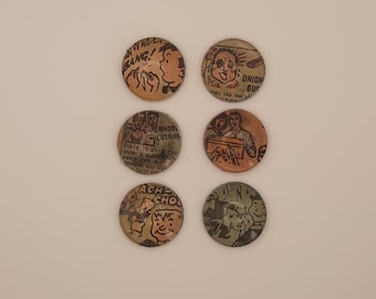 Magnets - 1" / One inch - Upcycled Epehemera - Made from used Vintage Comicbook Pages