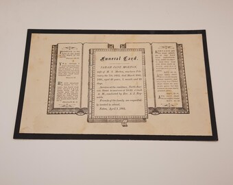 Vintage Funeral Card - Dated 1881 - Sarah Jane Morton