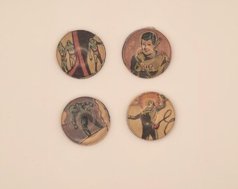 Magnets - 1" / One inch - Upcycled Epehemera - Made from used Vintage Comicbook Pages