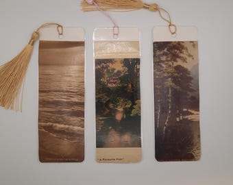 Bookmarks - Upcycled Ephemera - Made from used Vintage Postcards