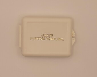 Vintage Funeral Home Advertising - Plastic Smelling Salts Case - Curtis Funeral Home