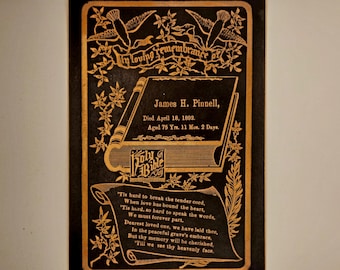 Antique Funeral Card - Dated 1892 - Black with Gold Print