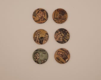 Magnets - 1" / One inch - Upcycled Epehemera - Made from used Vintage Comicbook Pages