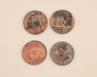 Magnets - 1" / One inch - Upcycled Epehemera - Made from used Vintage Comicbook Pages