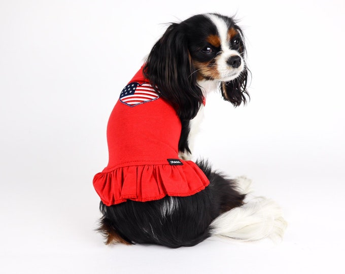 Dog Dress Red, White & Blue Americana Cotton Jersey Tshirt Knit