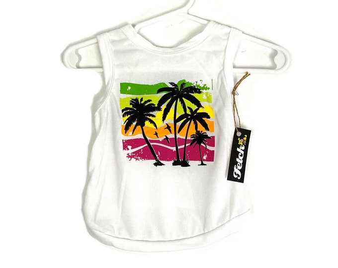 Dog Vintage 80s Inspired Beach Tank Top Quick Drying Swim Shirt White Neon Unisex Tshirt Free Shipping