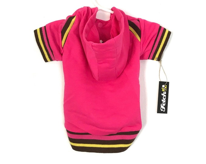 Dog Hoodie Sweatshirt Jacket Small Dogs Cute Pink Retro Hooded Soft Jersey Knit Brown Yellow 70s 90s Style Free Shipping