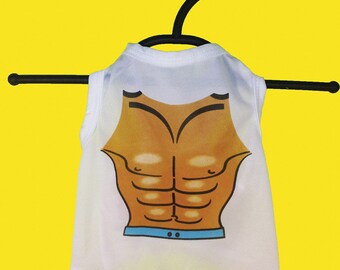 Dog Muscle Tank Top Airbrush 80's Inspired Beach Sun Swim Quick Dry Shirt  Free Shipping
