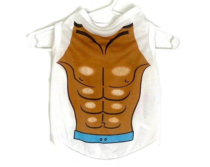 Dog Muscle Tank Top Airbrush 80's Inspired Beach Sun Swim Quick Dry Shirt Free Shipping