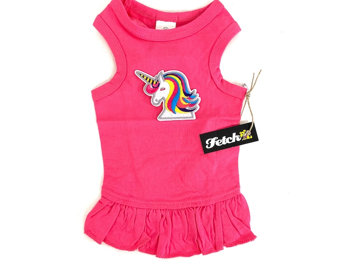 Unicorn Rainbow Dog Dress Handmade in USA Cotton Jersey Knit Fabric Free Shipping