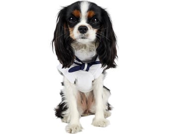 Dog Nautical Sailor Shirt Unisex Tshirt Boating Cute Preppy Top White Navy Blue Free Shipping