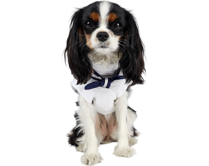 Dog Nautical Sailor Shirt Unisex Tshirt Boating Cute Preppy Top White Navy Blue Free Shipping