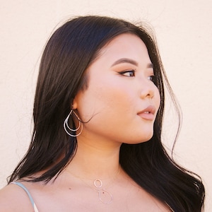 Gold Teardrop Earrings, Double Teardrop Earrings, Hammered Teardrops