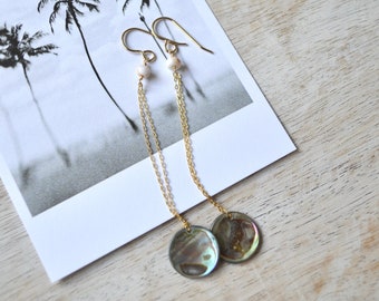 Dangling Abalone Shell Earrings