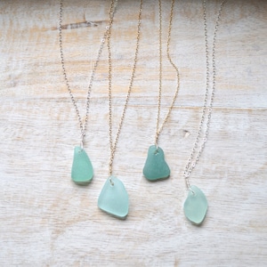 Sea Glass Necklace, Sea Glass Pendant in Aqua or Sea Foam