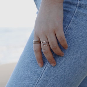 Ocean wave ring, Sterling wave ring, Gold wave ring image 2