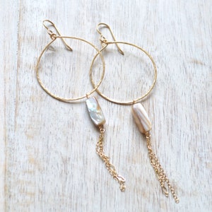 Mother of Pearl Hoop Earrings, Gold Hoop Shell Earrings