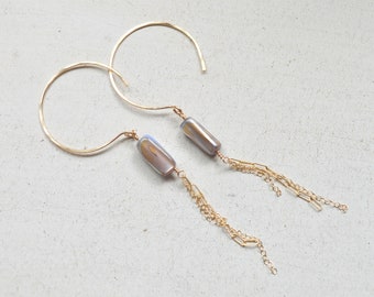 Dangling Shell Earrings, Mother of Pearl Earrings Shell Hook Earrings