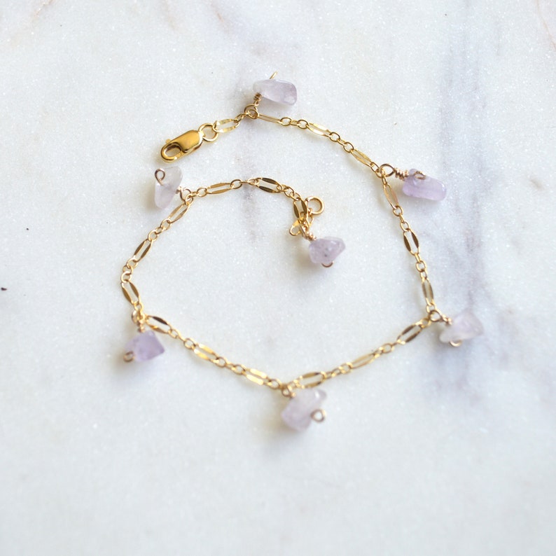 Amethyst bracelet, Crystal stone bracelet, Intentional jewelry image 3
