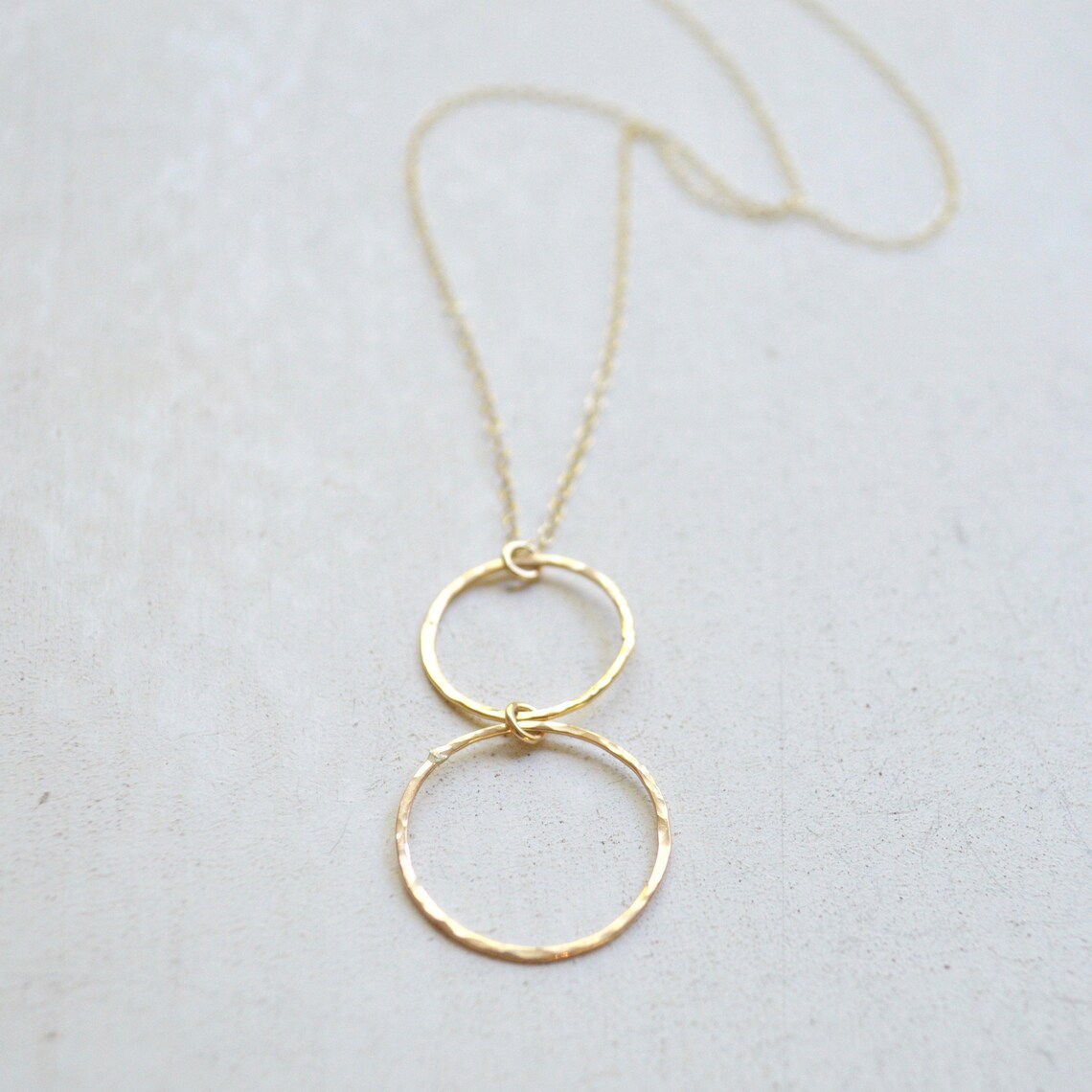 Infinity Necklace Double Hoop Necklace Gold Circle Pendant Etsy