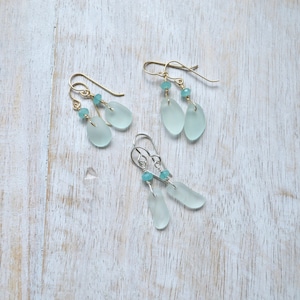 Tiny Sea Foam Glass Earrings, Tiny Drop Earrings image 6