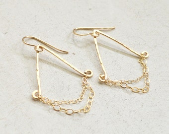 Gold Chandelier Earrings, Gold Chain Earrings, Gold Dangle Earrings