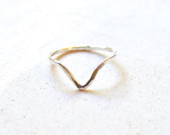 Chevron ring, Sterling chevron ring, Stacking ring, Hammered ring, Sterling ring