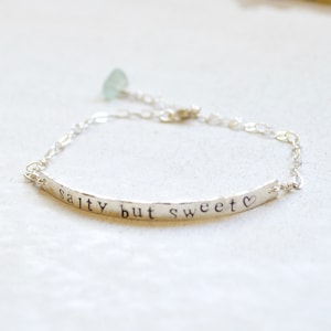 Hand Stamped Bracelet, Sterling Bar Bracelet, Personalized Bracelet