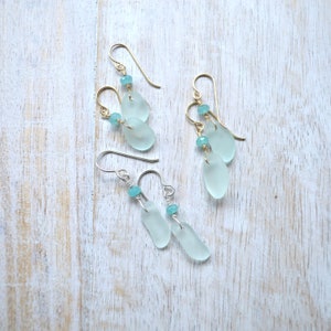 Tiny Sea Foam Glass Earrings, Tiny Drop Earrings image 8