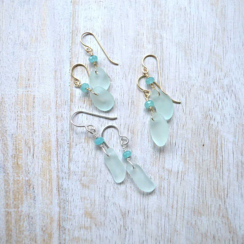 Tiny Sea Foam Glass Earrings, Tiny Drop Earrings image 8