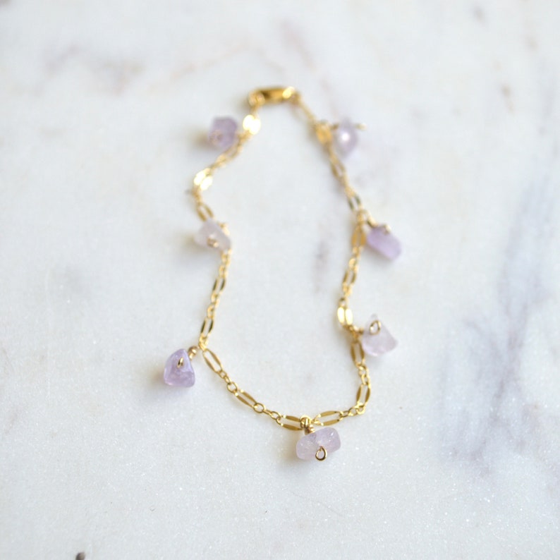 Amethyst bracelet, Crystal stone bracelet, Intentional jewelry image 1