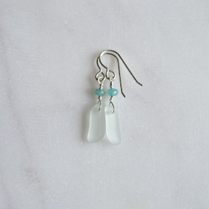 Tiny Sea Foam Glass Earrings, Tiny Drop Earrings image 4