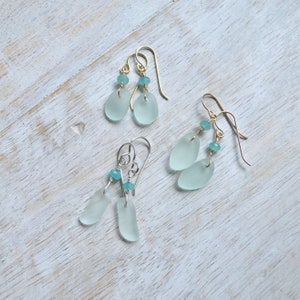 Tiny Sea Foam Glass Earrings, Tiny Drop Earrings image 7