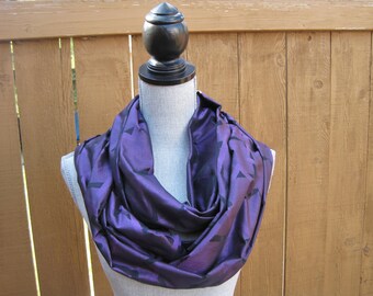 Purple infinity scarf, royal purple scarf, purple and black scarf, statement scarf, silky purple scarf, business woman scarf, purple scarf