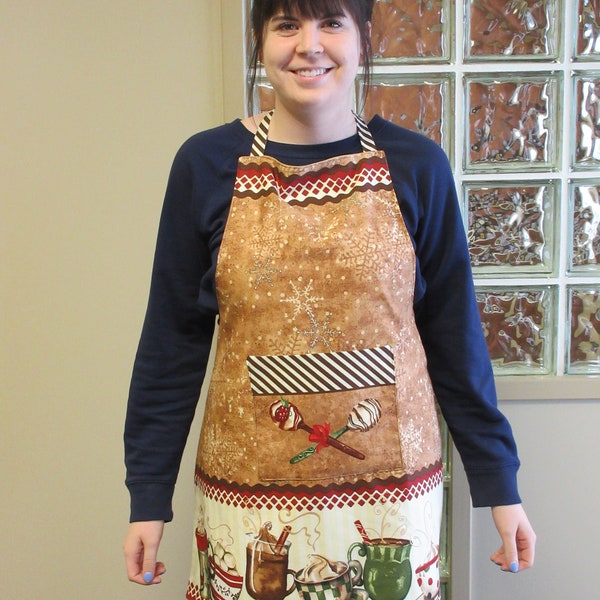 Apron, Baking apron, Christmas baking, Christmas sweets, Lined Christmas Apron, Hostess apron, Hostess gift apron, Cotton apron with pocket