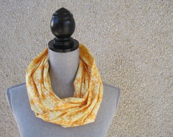 Yellow infinity scarf, cotton circle scarf, yellow infinity scarf, gold infinity scarf, gift scarf for women, casual cotton scarf,  scarf