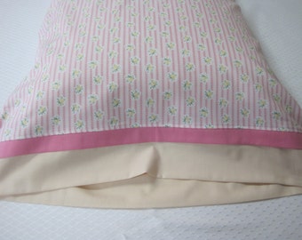 Pillow case, Pillowcase, Romantic bedding, Pink bedding, Floral bedding, Romantic pillowcases, Yellow roses, rose bedding, Cotton pillowcase