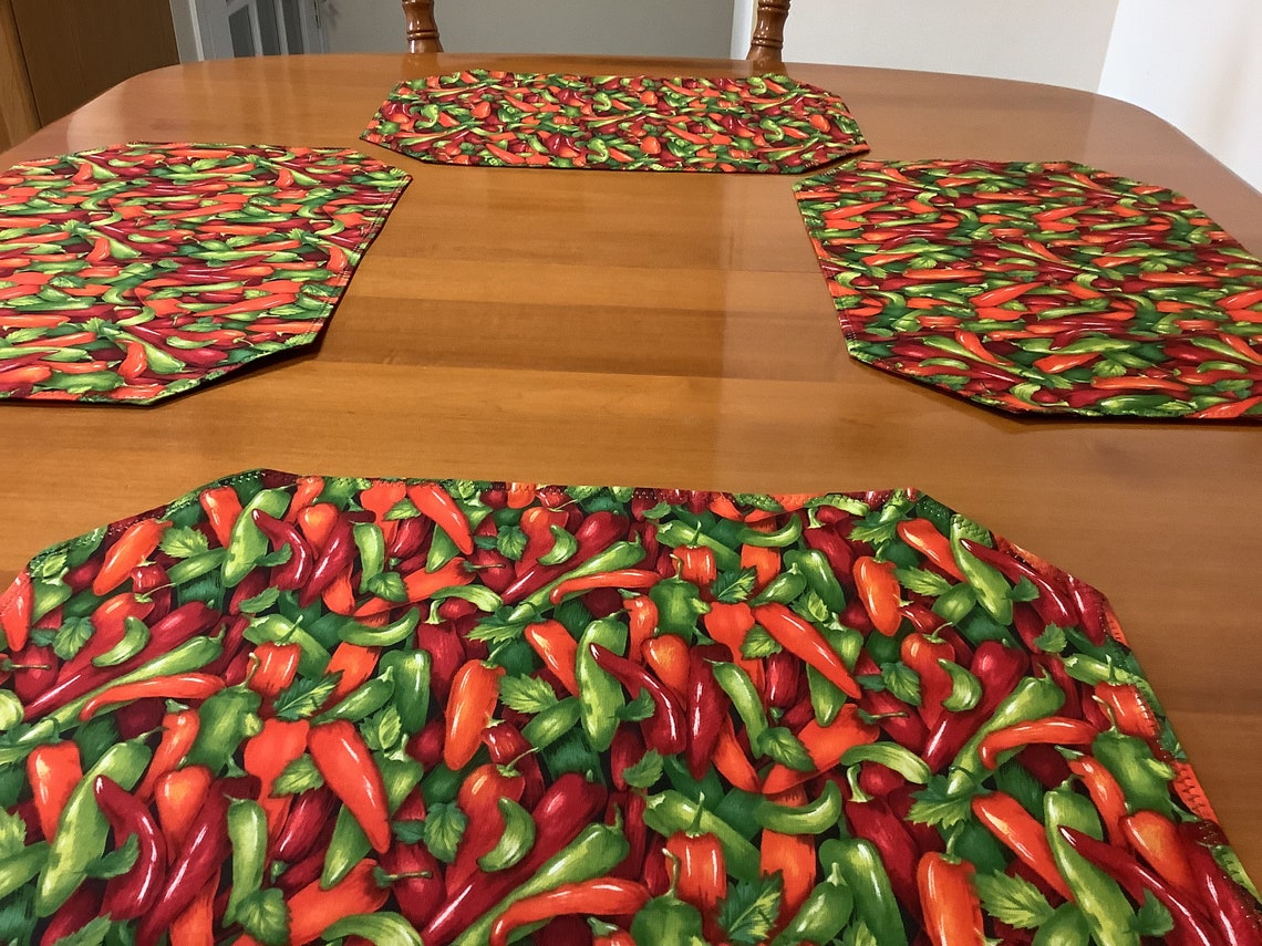 Placemats Quilted Placemats Hot Pepper Placemats Picante Etsy