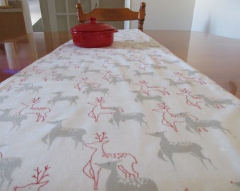 Reindeer table runner, reversible table runner, Christmas table runner, Holiday table runner, Minimalist table runner, Holiday hostess gift