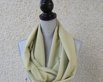 light green infinity scarf, celery coloured scarf, knit green scarf, easy care scarf, chartreuse scarf, light green scarf, casual scarf