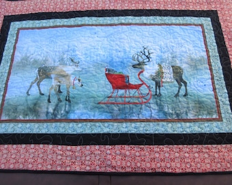 Lap Quilt, Christmas quilt, Twin sized quilt, Handmade quilt, Winter Decor, Reindeer quilt, Reindeer, Holiday decor, Christmas decor, gift
