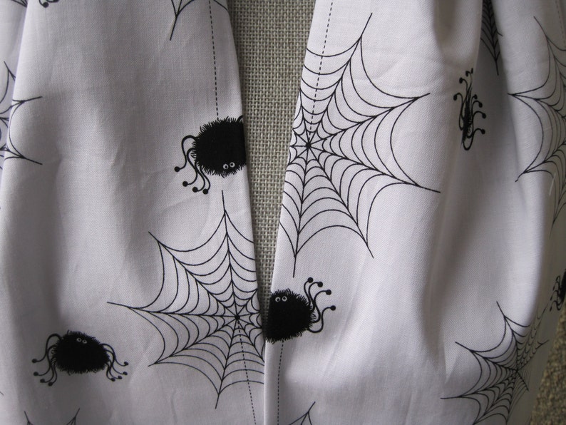 white infinity scarf, scarf with spiders, spiders and webs, Halloween scarf, halloween costume, halloween gift, halloween hostess gift, image 3