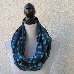 Blue infinity scarf, silky infinity scarf, business scarf, gift for women, circle scarf, cowl scarf, classic scarf, handmade gift